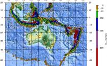 A map of the ring of fire earthquake region around Australia