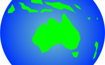 Artist's impression of Australia on the globe of the Earth