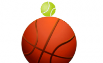 An artist's impression of a tennis ball on top of a basketball