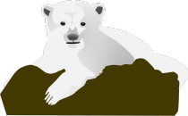 An artist's impression of a polar bear on a rock