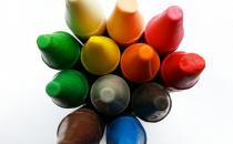 Coloured wax crayons