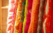 A row of different types of fabric