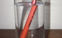 The displaced view of a pencil in water— refraction