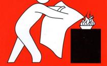 Illustration of someone using a fire blanket on a fire