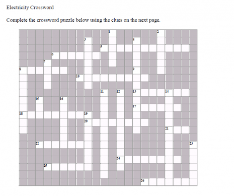 Electricity Crossword 1 Assist