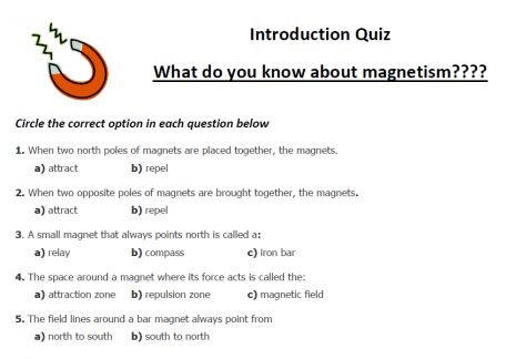 Magnets quiz Magnets Quiz