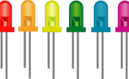 A series of different coloured Light Emitting Diodes