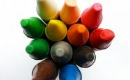 Coloured wax crayons