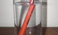 The displaced view of a pencil in water— refraction